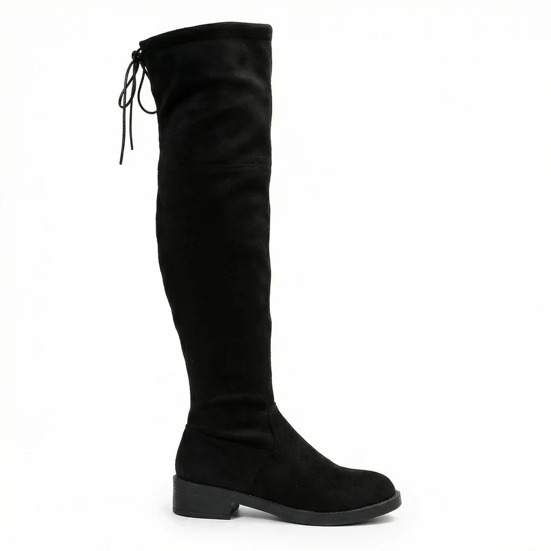Damen Overknee-Stiefel aus weichem Wildleder mit praktischer Schnürung