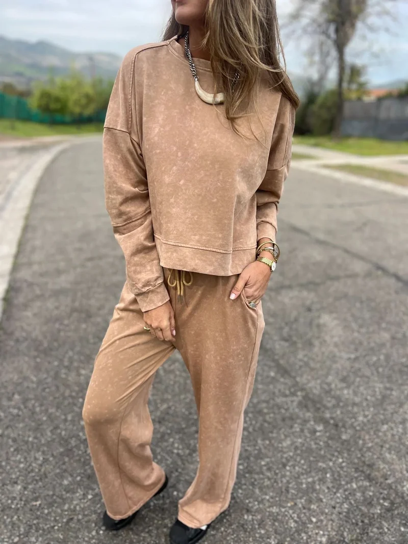 Damen Lässiger Sweatanzug im Vintage-Look