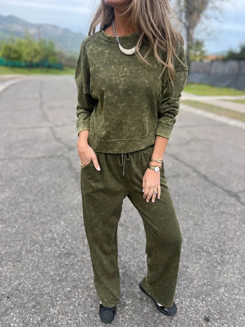 Damen Lässiger Sweatanzug im Vintage-Look