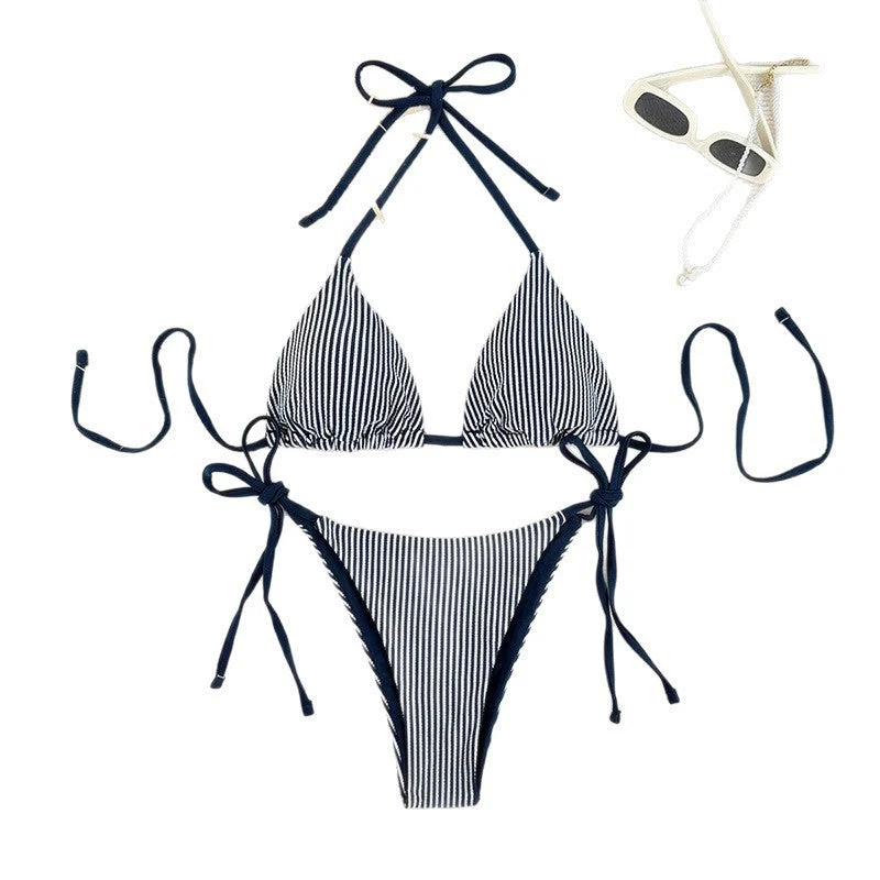 Damen gestreiftes Triangel-Bikini-Set Nord Taschen