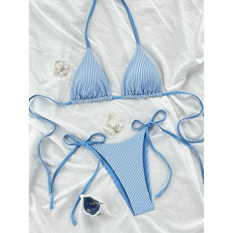 Damen gestreiftes Triangel-Bikini-Set Nord Taschen