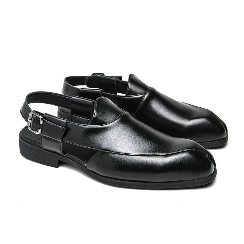 Damen elegante Leder-Mokassins mit verstellbarem Riemen
