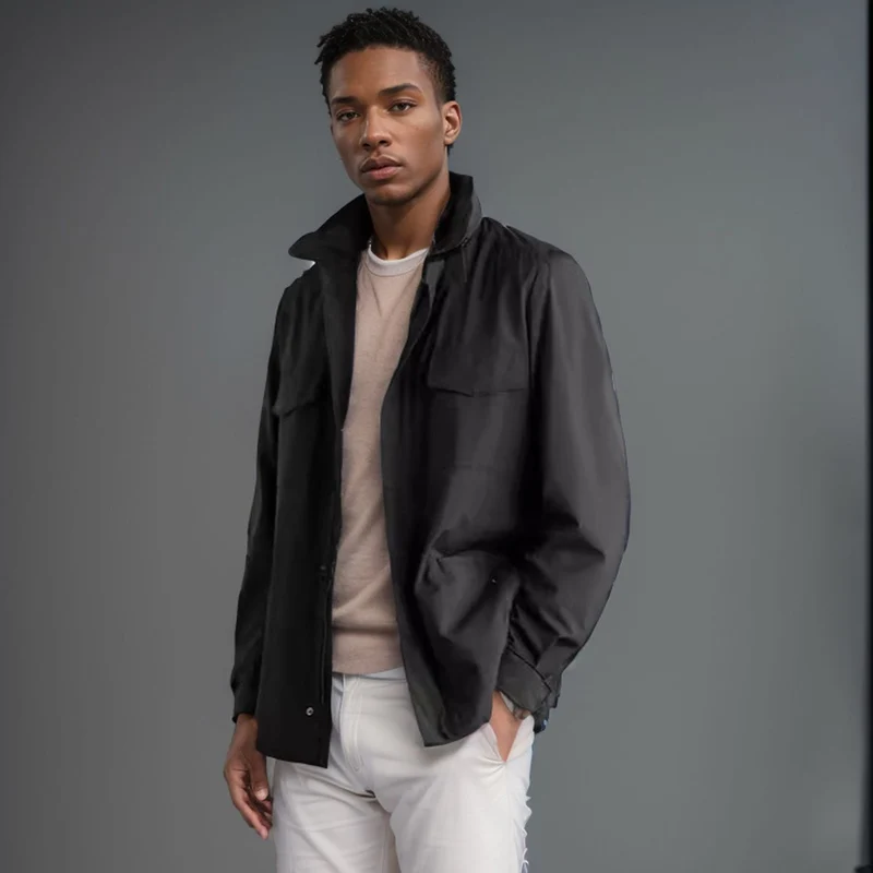 Herren leichte Multifunktionsjacke mit praktischen Taschen und hohem Kragen