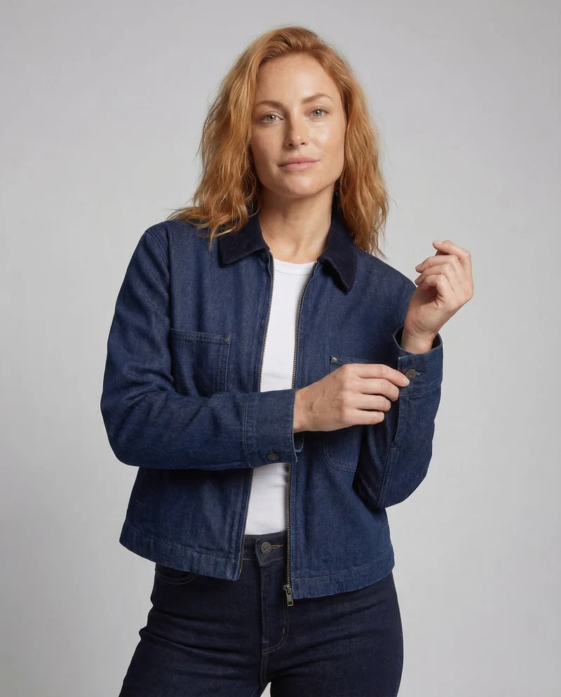 Damen Strukturierte Kurzblousonjacke Cordkragen