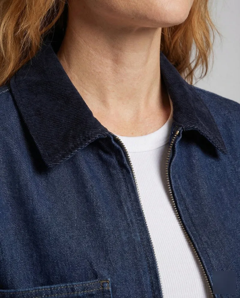 Damen Strukturierte Kurzblousonjacke Cordkragen
