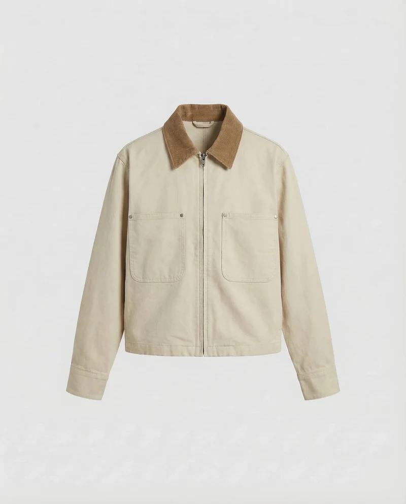 Damen Strukturierte Kurzblousonjacke Cordkragen