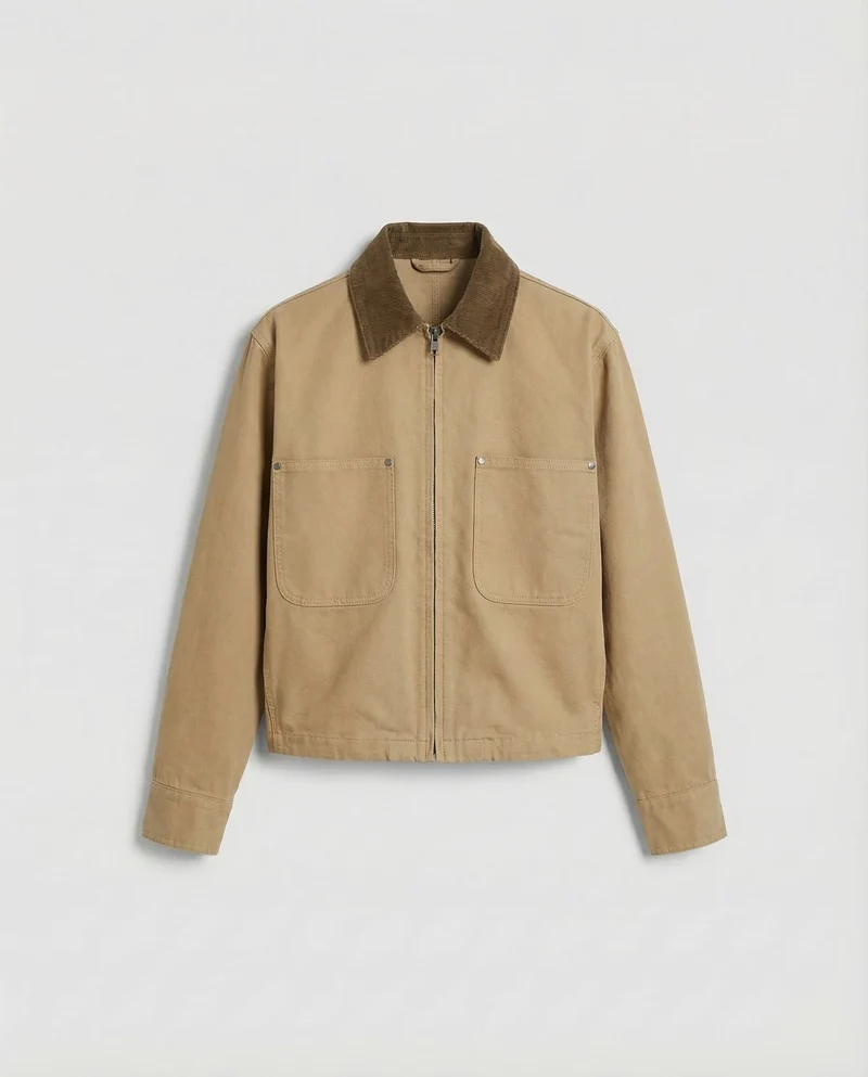Damen Strukturierte Kurzblousonjacke Cordkragen
