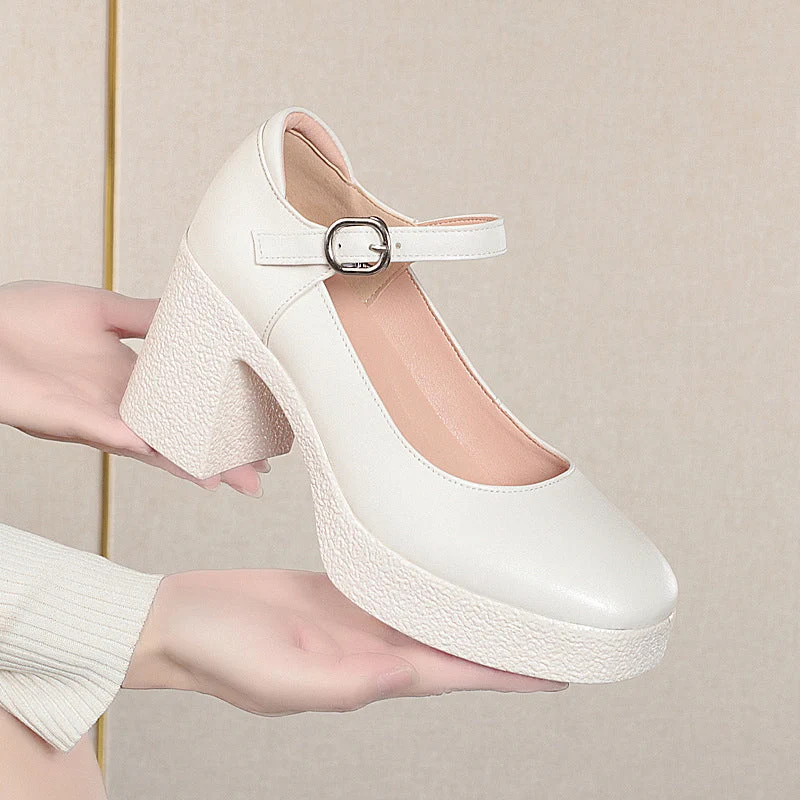 Damen Trendige Plateau-Mary Jane Schuhe mit elegantem Riemen Nord Taschen