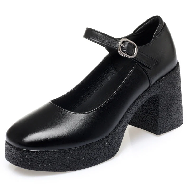Damen Trendige Plateau-Mary Jane Schuhe mit elegantem Riemen Nord Taschen