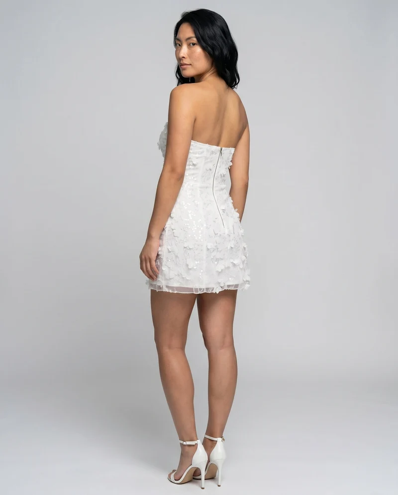 Damen Bustierkleid mit Blumenapplikationen und schimmerndem Design