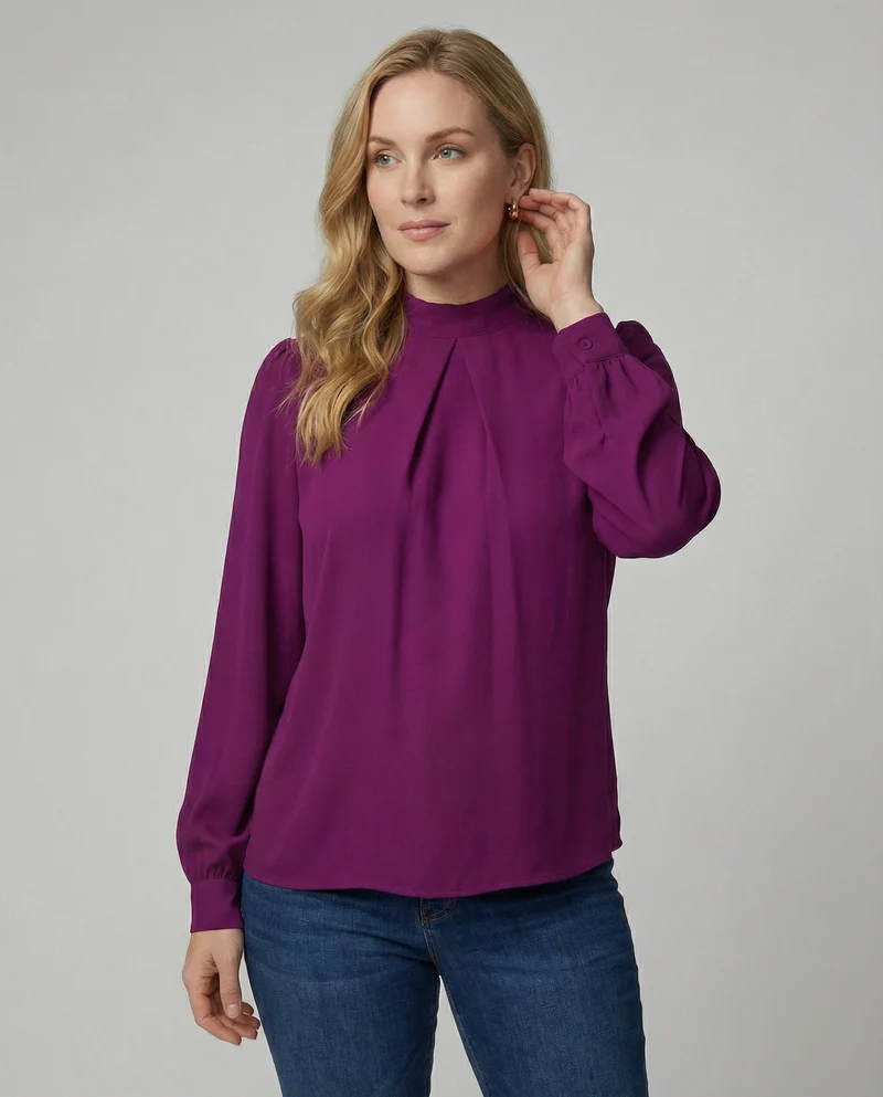 Damen elegante Bluse mit Stehkragen