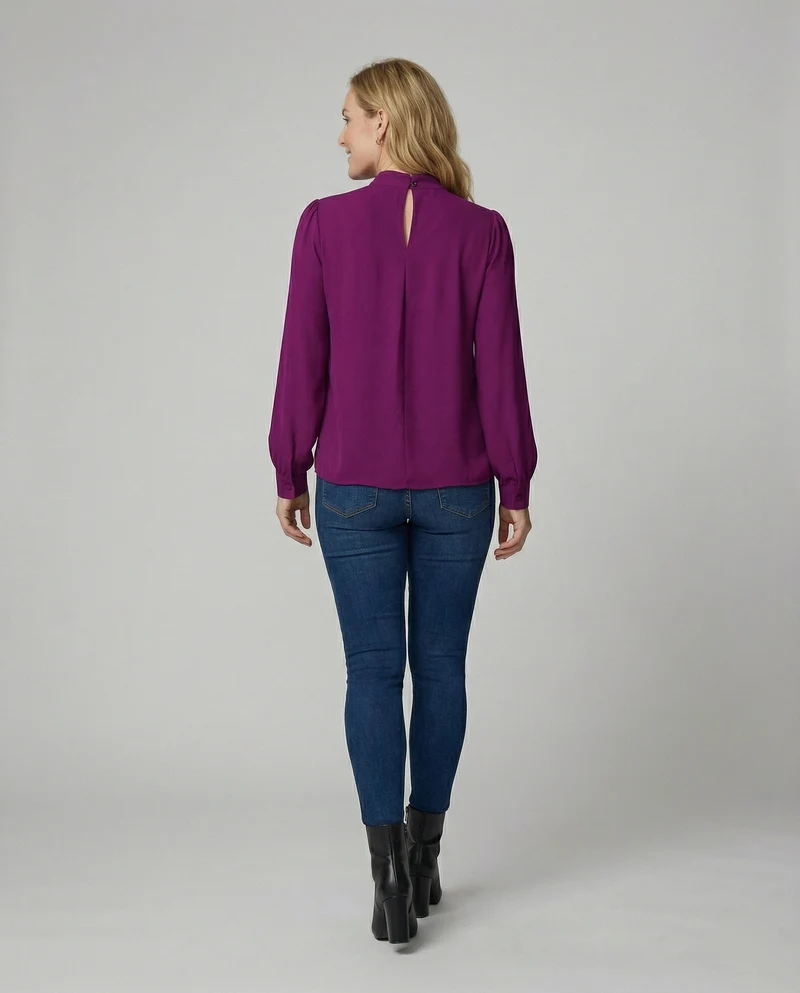 Damen elegante Bluse mit Stehkragen