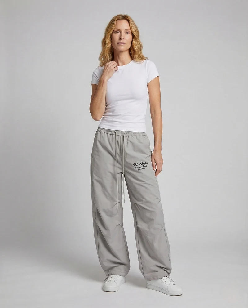 Damen Baggy Hose Weit mit Elastischem Bund