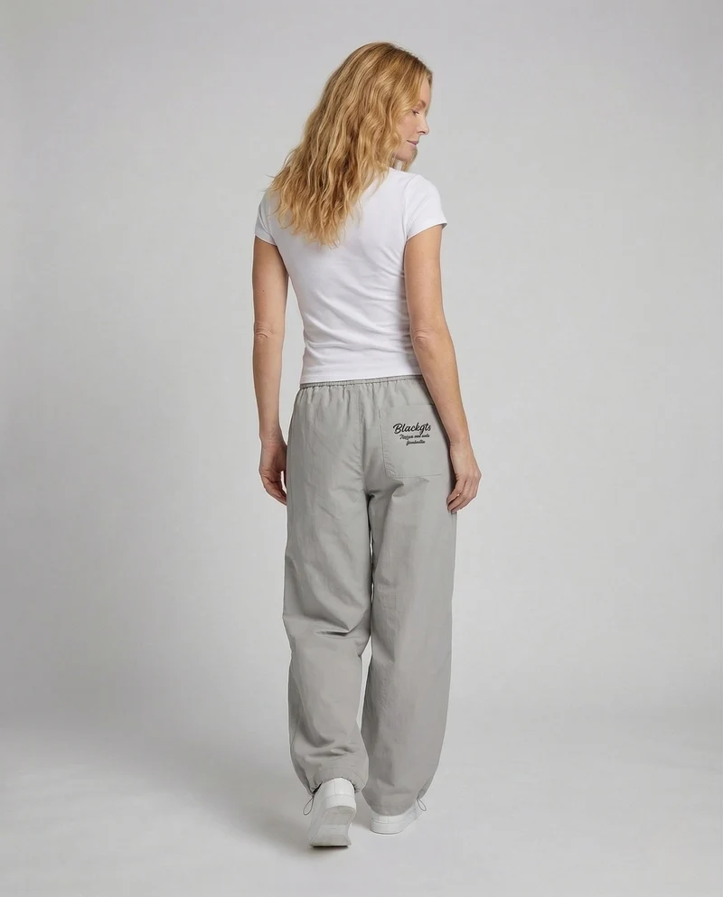 Damen Baggy Hose Weit mit Elastischem Bund