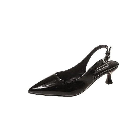 Damen Slingback-Pumps mit spitzer Kappe und glänzender Oberfläche Nord Taschen