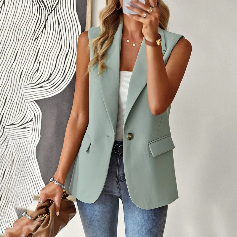 Damen ärmelloses Blazer-Oberteil mit taillierter Silhouette