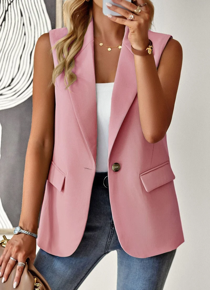 Damen ärmelloses Blazer-Oberteil mit taillierter Silhouette