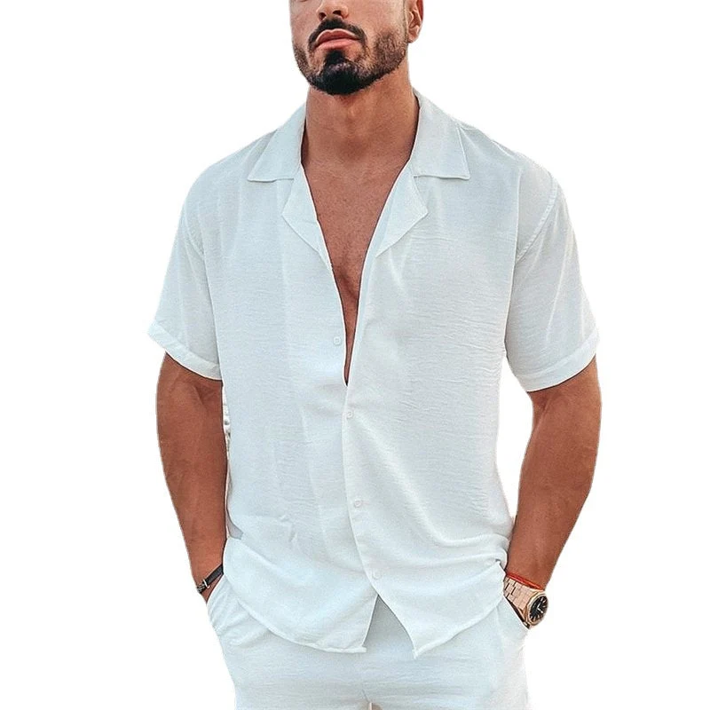 Herren Kurzarm Hemd mit leichtem GewNord Taschene und klassischem Kragen