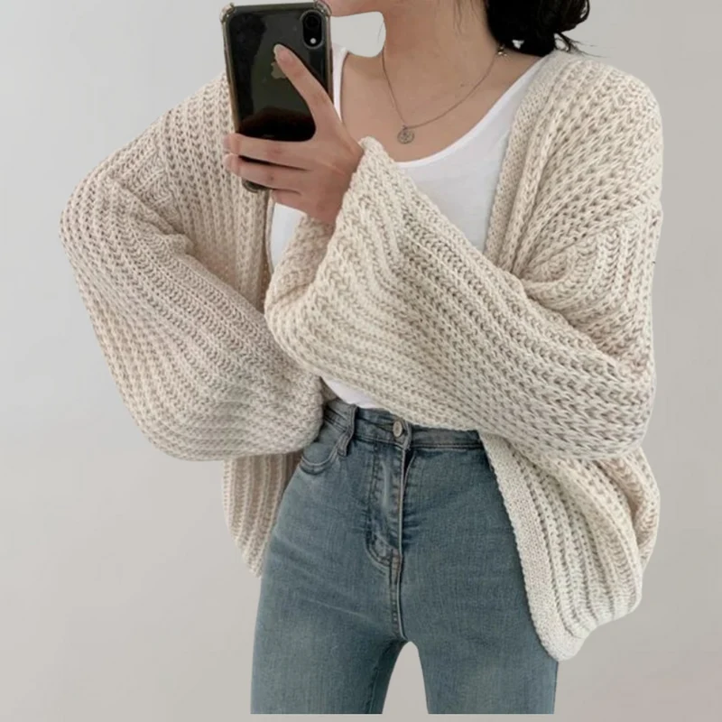 Grobstrick-Strickjacke für Damen