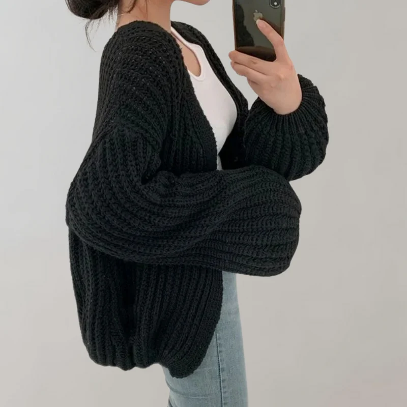 Grobstrick-Strickjacke für Damen