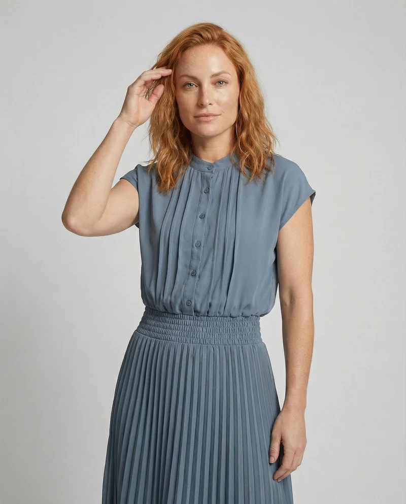 Damen Chiffon Zweiteiler mit Plisseerock - Arvani