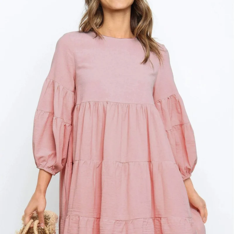 Damen romantisches Sommerkleid mit voluminösen Ärmeln und Rüschendetails