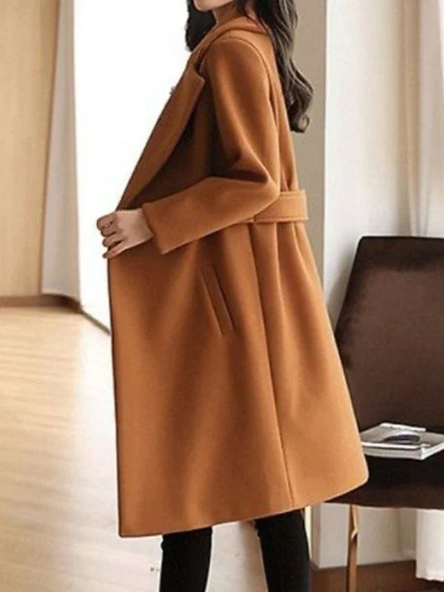 Winter Wollmantel Gürtel Slim
