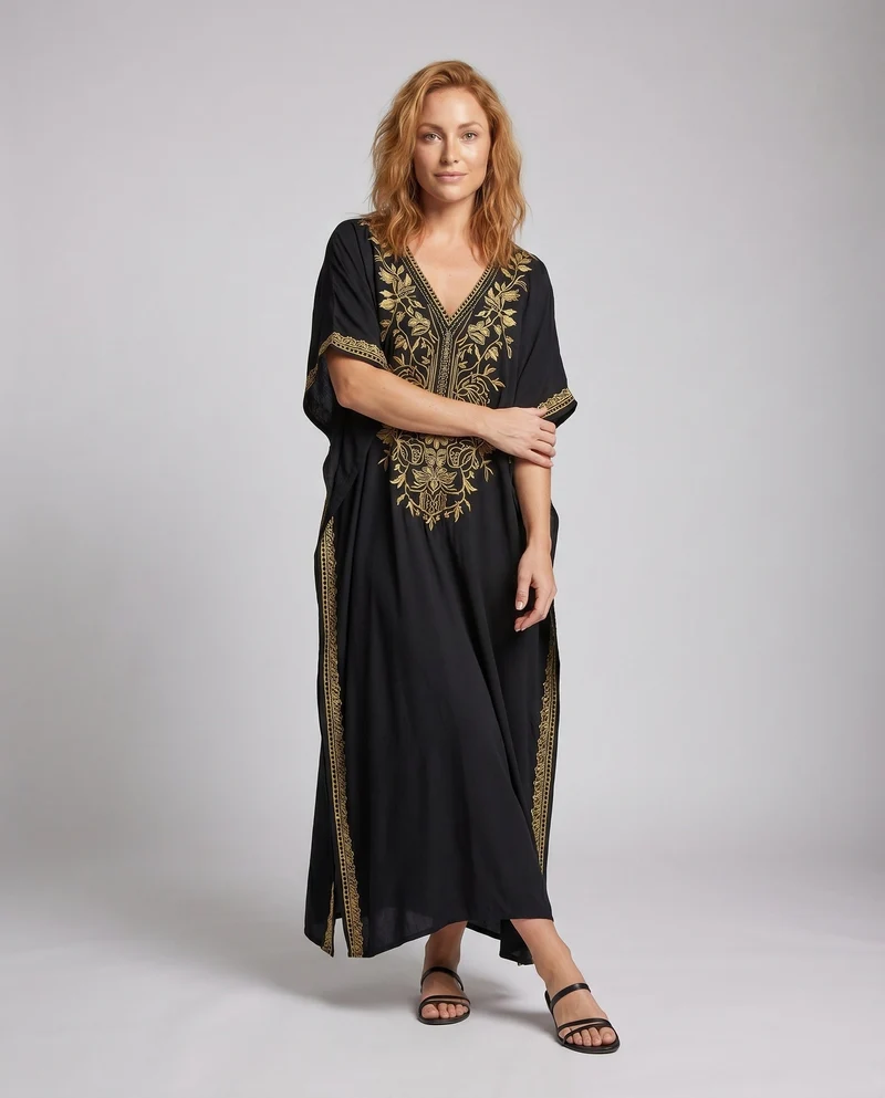 Damen Eleganter Kaftan mit verspielter Bestickung