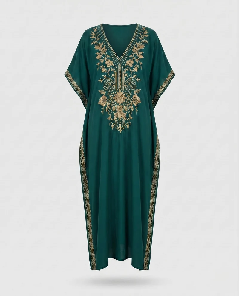 Damen Eleganter Kaftan mit verspielter Bestickung