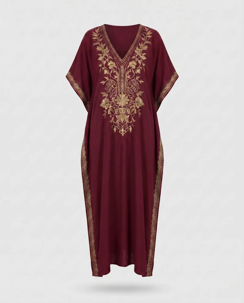 Damen Eleganter Kaftan mit verspielter Bestickung
