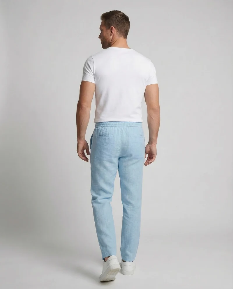 Herren Leinenhose Gerade Kordelzug