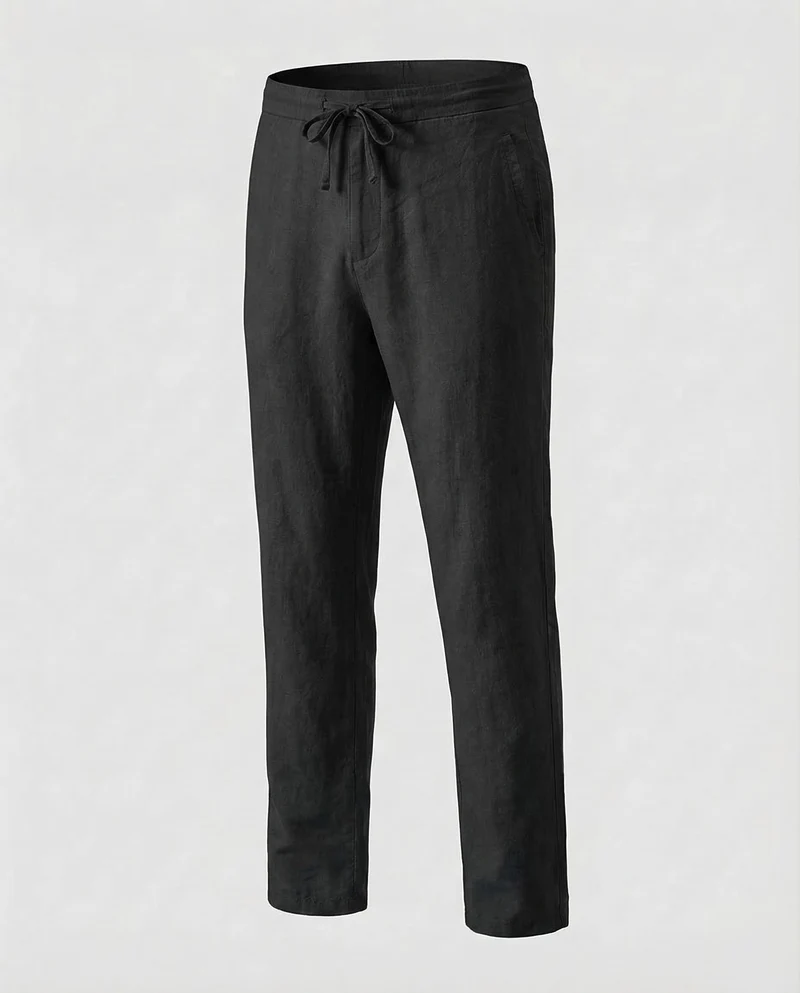 Herren Leinenhose Gerade Kordelzug