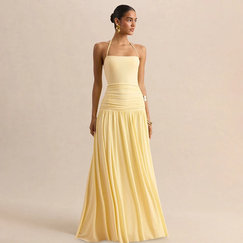 Damen Elegantes Maxikleid mit rüschiertem Oberteil und zarter Silhouette Nord Taschen