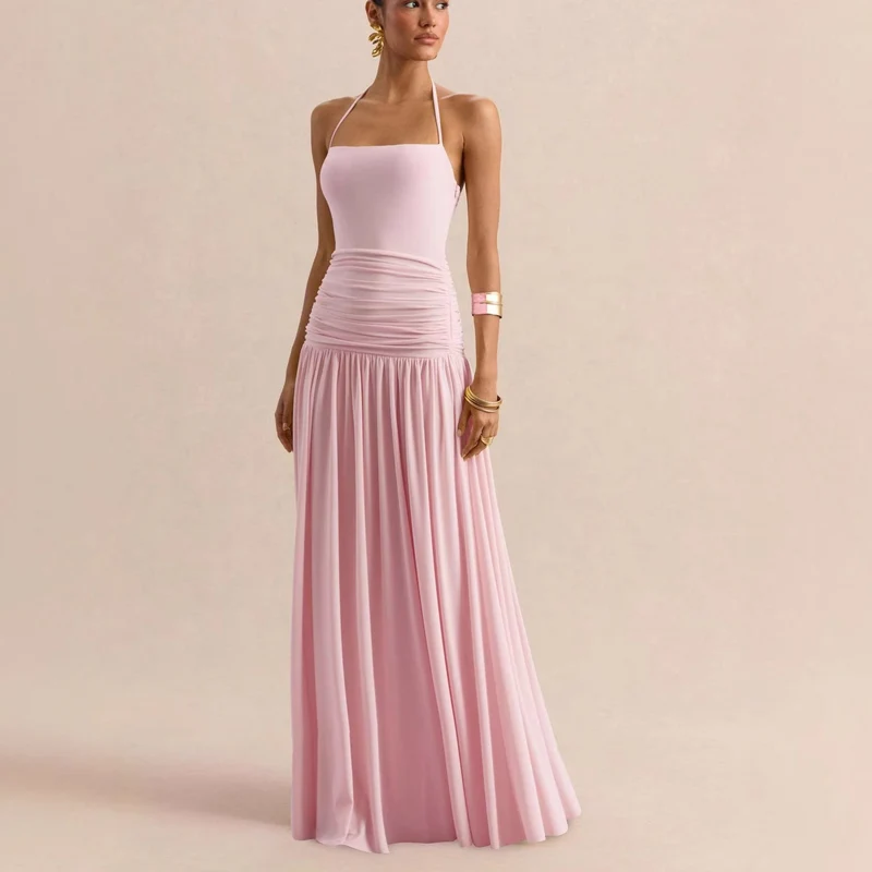 Damen Elegantes Maxikleid mit rüschiertem Oberteil und zarter Silhouette Nord Taschen