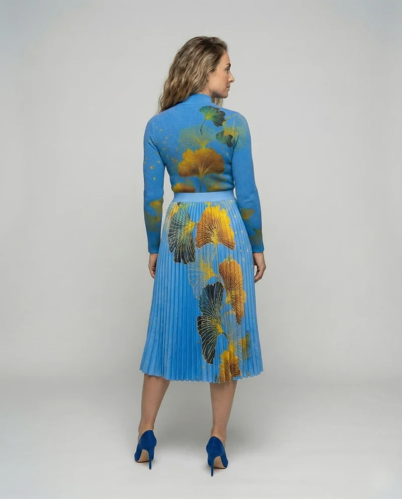 Damen Botanische Rollkragen-Top Feinstrick Feinstrick-Set