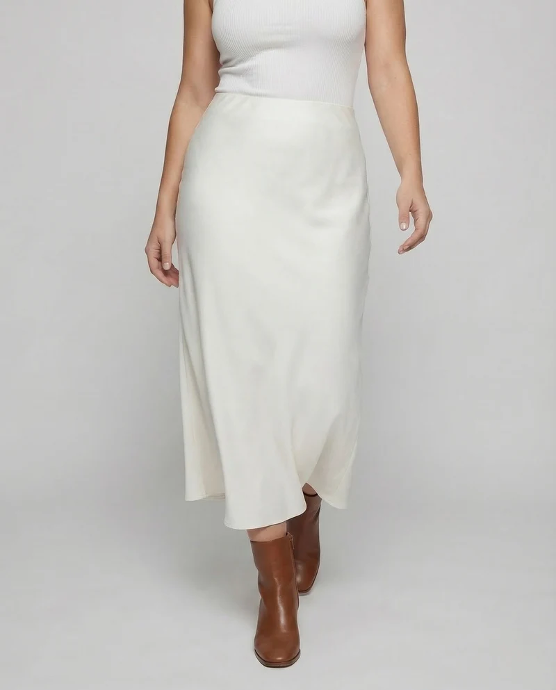 Damen Satin Maxirock High Waist