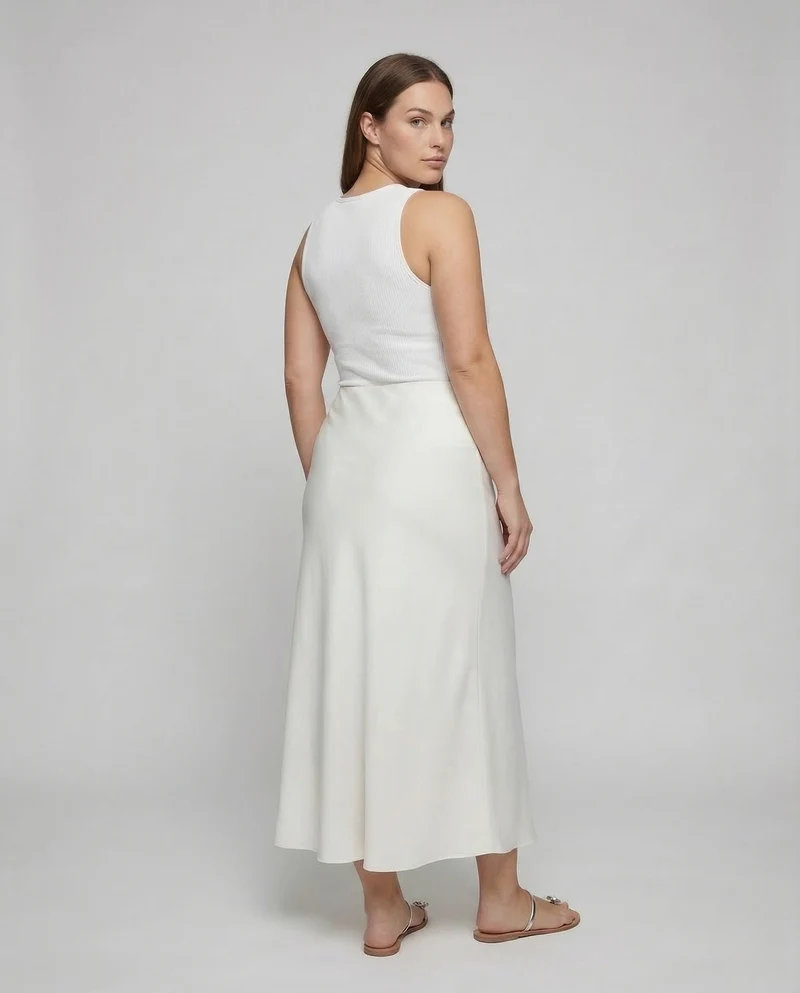 Damen Satin Maxirock High Waist