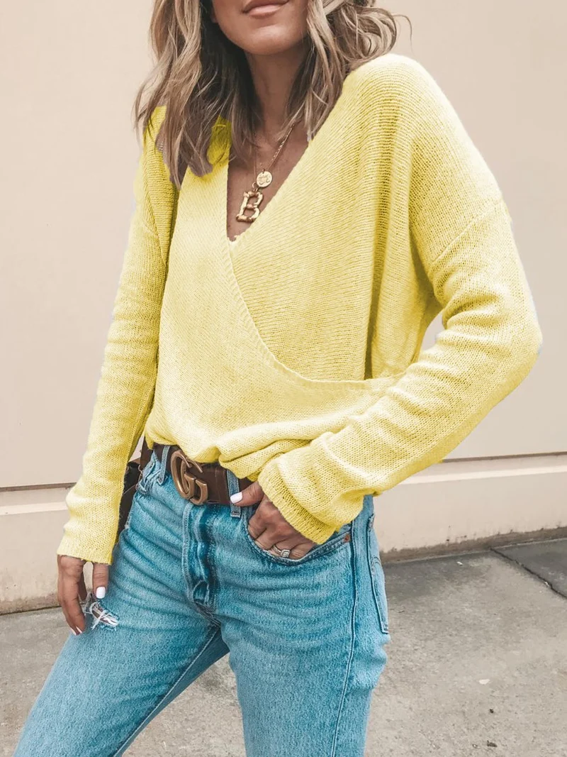 Lässiger Strickpullover mit V-ausschnitt Weich und Leicht Casual Eleganz