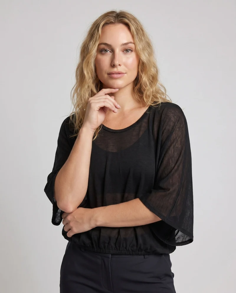 Damen lässiges cropped T-Shirt aus leichtem Material mit luftiger Passform