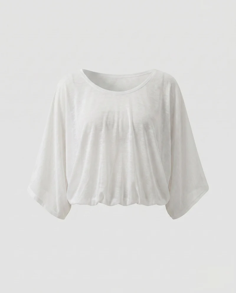 Damen lässiges cropped T-Shirt aus leichtem Material mit luftiger Passform