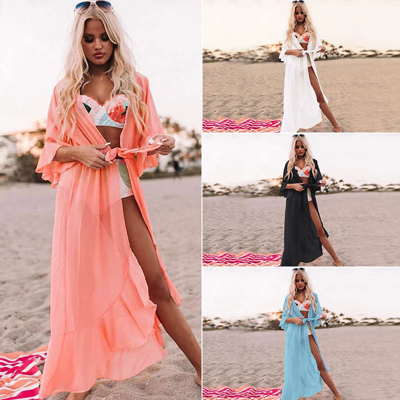 Damen Strandkimono mit luxuriösem Wellenmuster