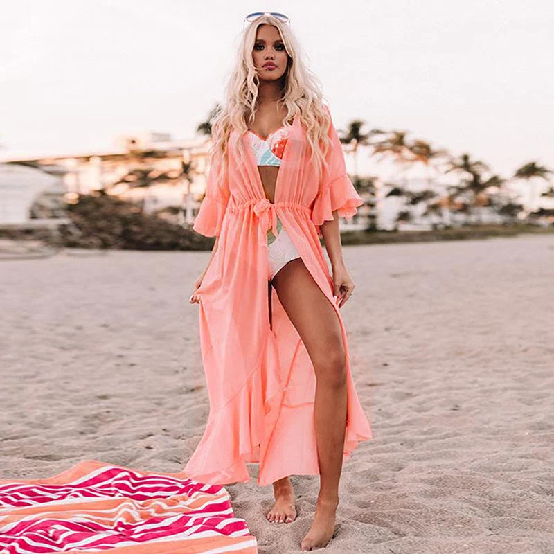 Damen Strandkimono mit luxuriösem Wellenmuster