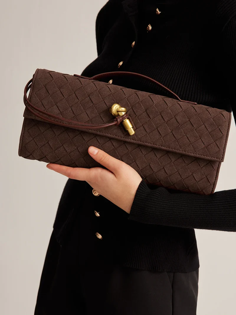 Elegante Braune GewNord Taschente Clutch