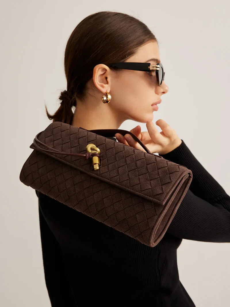 Elegante Braune GewNord Taschente Clutch