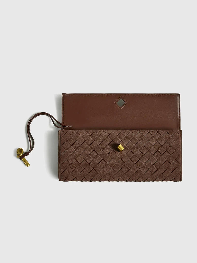 Elegante Braune GewNord Taschente Clutch