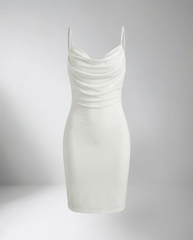 Damen Lurex Midikleid mit Wasserfall-Ausschnitt
