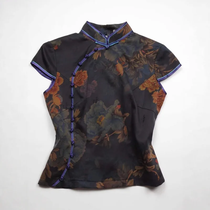 Damen Chinesische Seidenbluse mit floralem Muster Nord Taschen