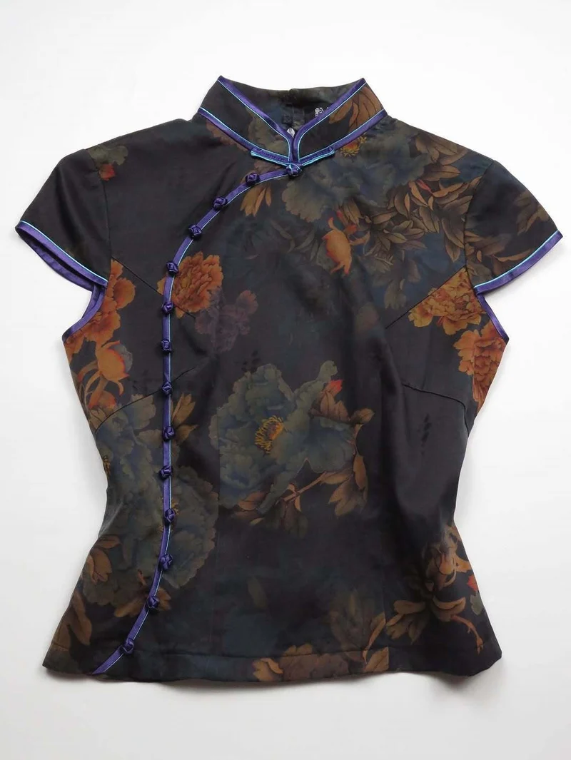 Damen Chinesische Seidenbluse mit floralem Muster Nord Taschen