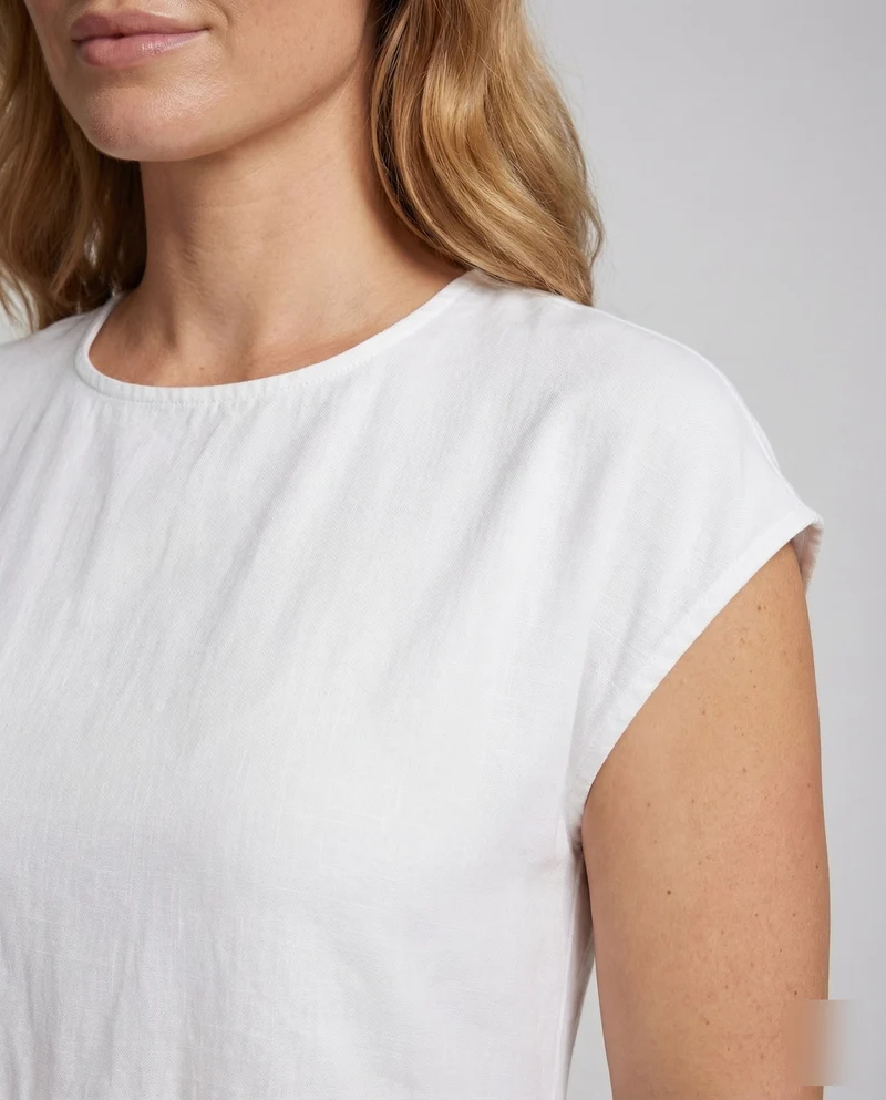 Damen Empire-Midikleid Strukturierte Leinenoptik