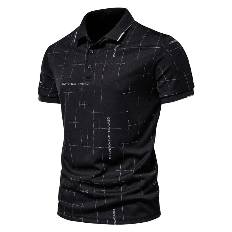 Herren Poloshirt mit modernem grafischen Druck und atmungsaktiver Funktion